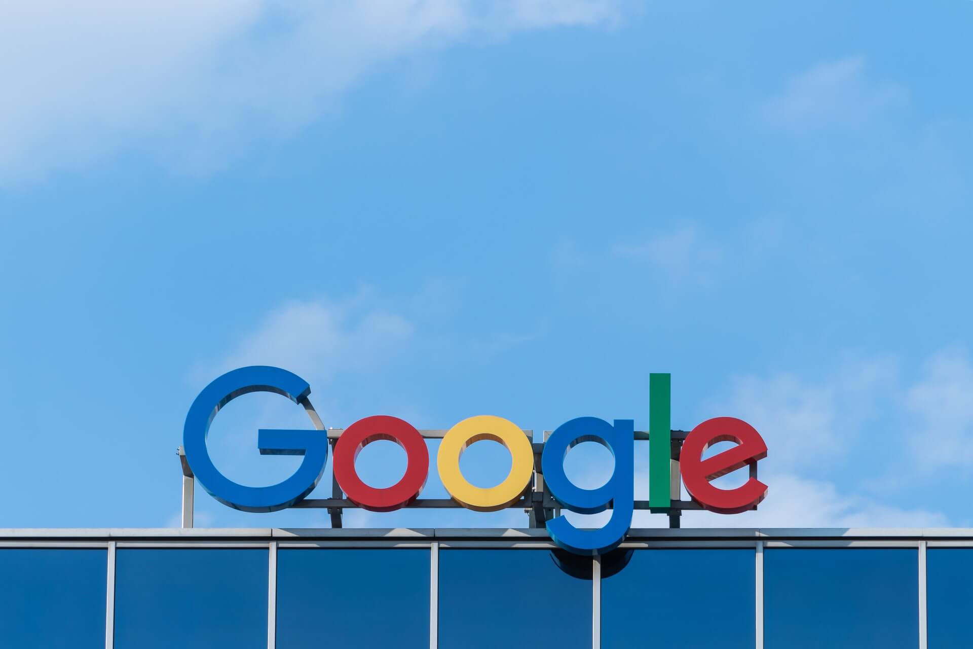 Google signage on the roof of a building