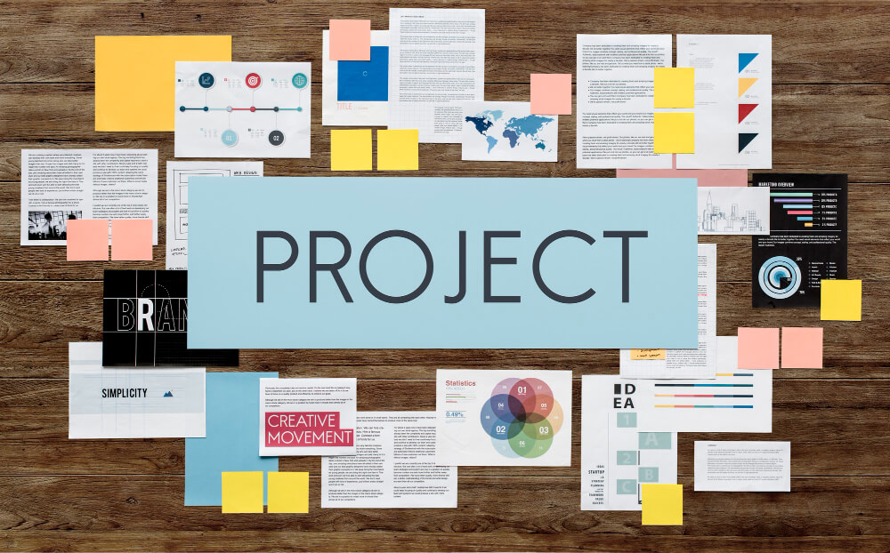 Business project concepts spread throughout desk