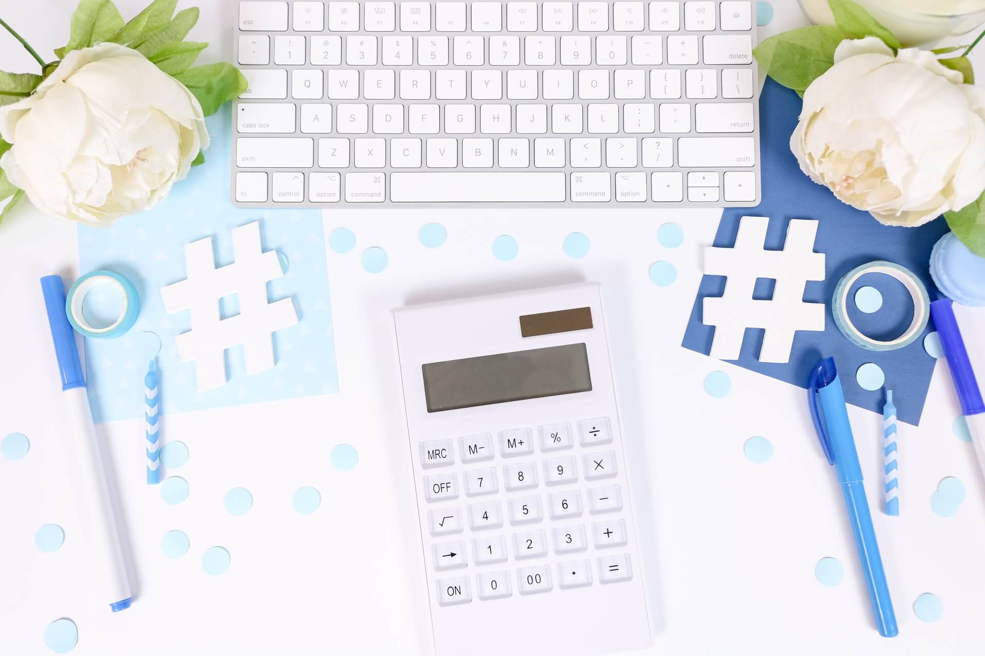 Calculator on a white desk