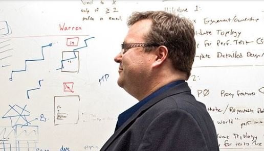 Reid Hoffman in front of a white board