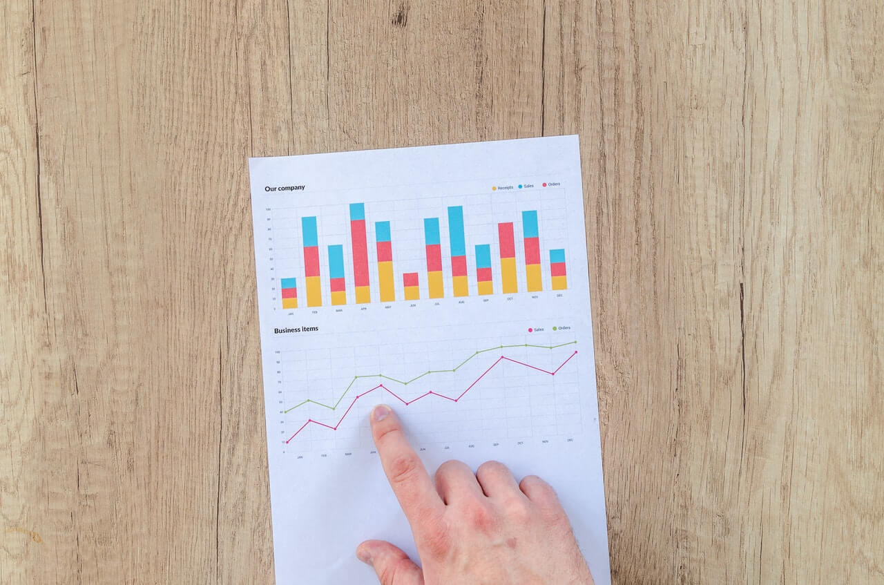 A graph chart paper on a wooden desk