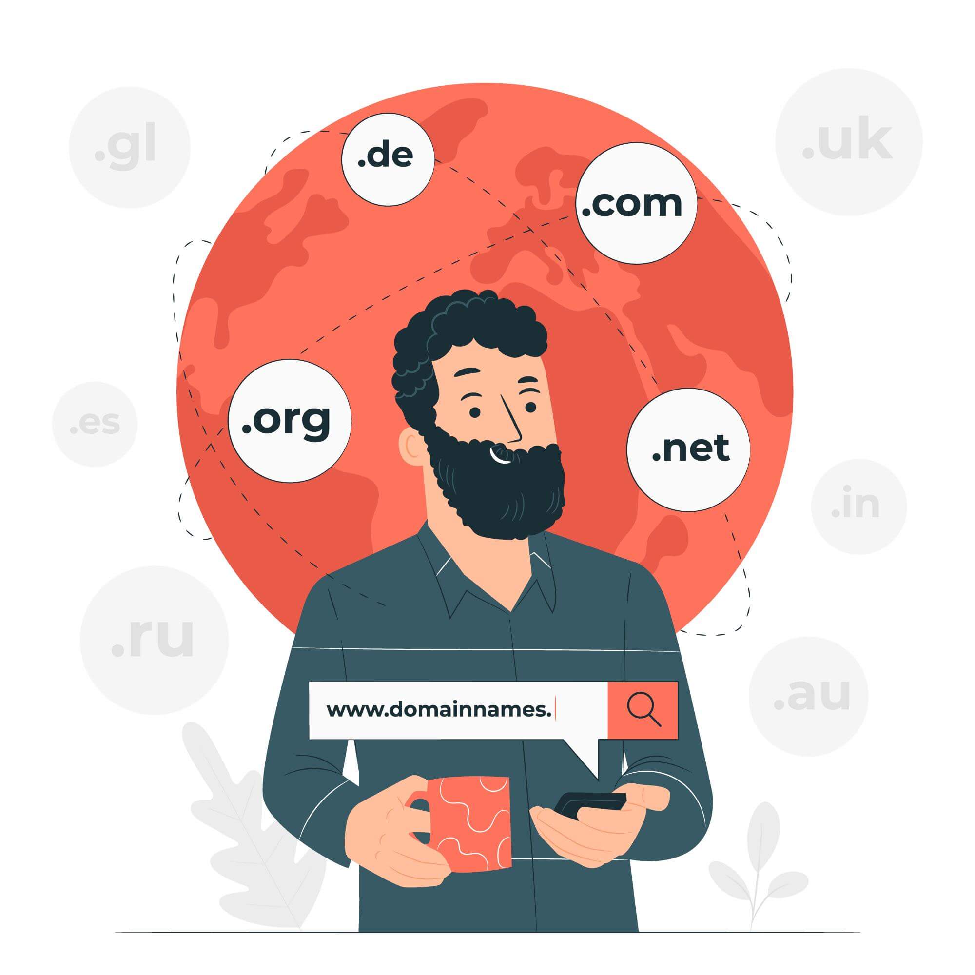 Domain name registration concept