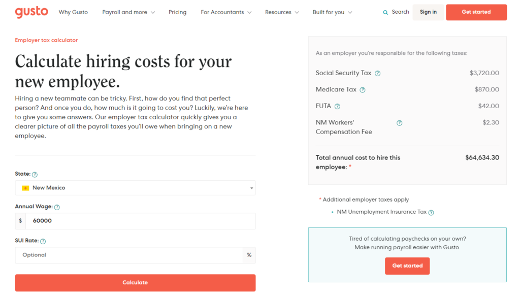 Screenshot of How to calculate payroll taxes in Gusto