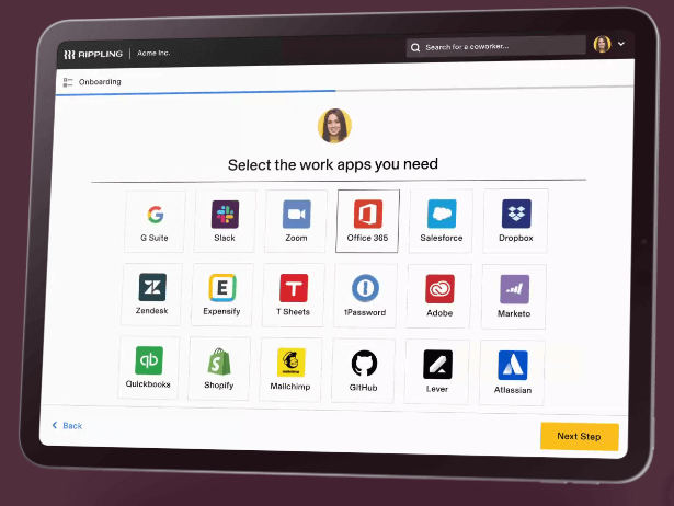 Screenshot of Rippling Payroll onboarding page