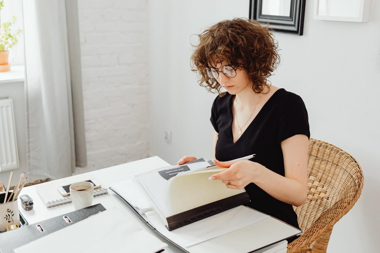 A business woman working on her grants