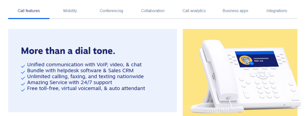 Screenshot of Nextiva call features