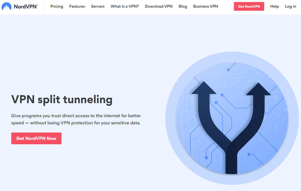 Screenshot of NordVPN Split Tunneling