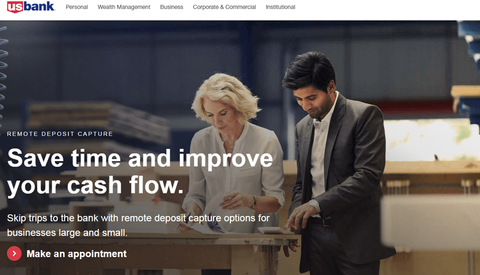Screenshot of US Bank Payment-Processing-Remote-Deposit Page