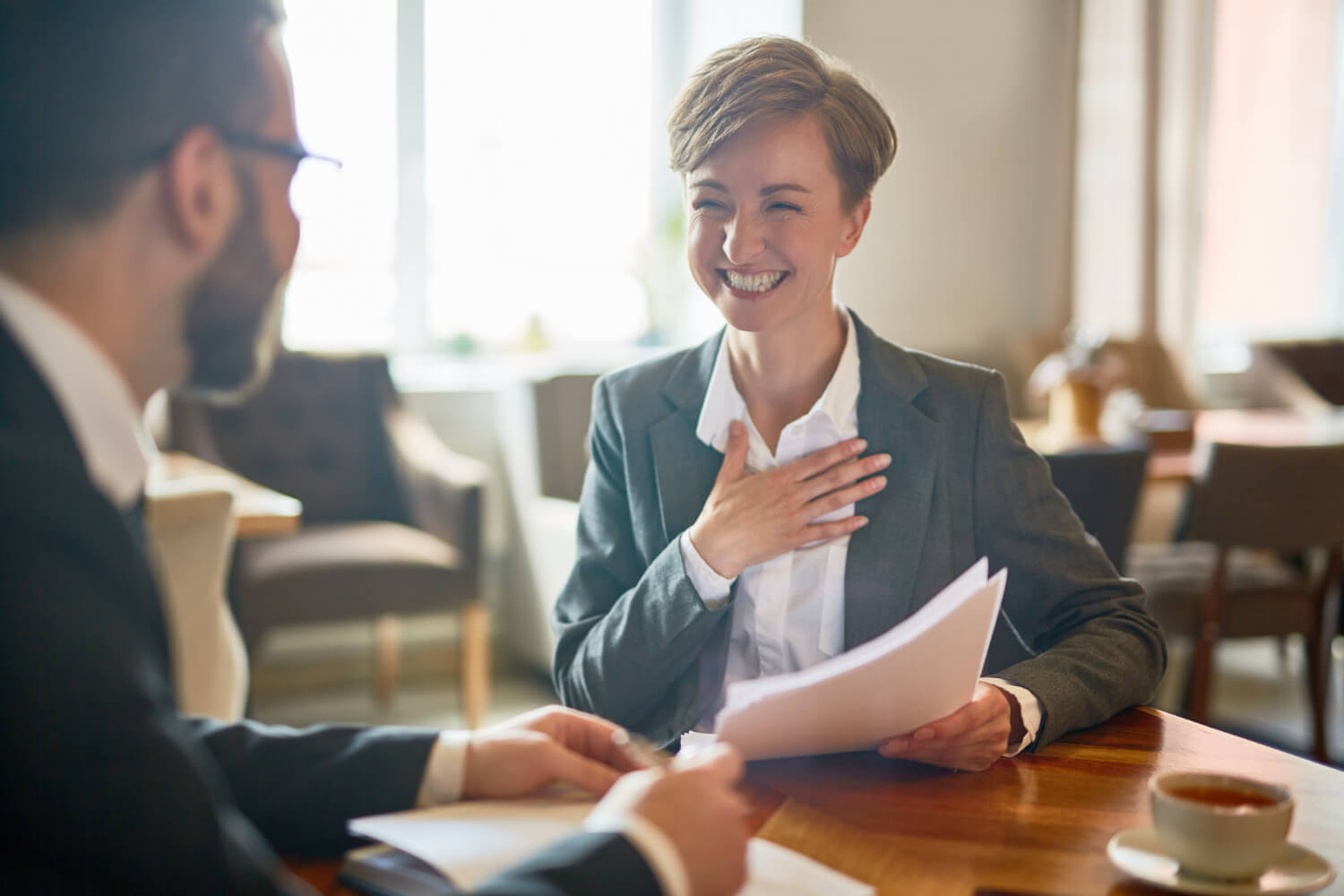 A-woman-being-interviewed-for-a-position