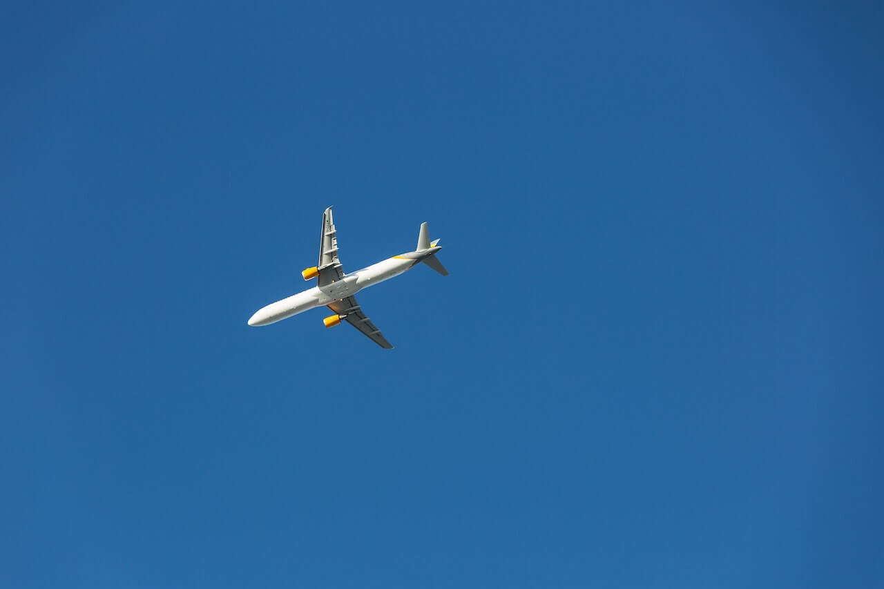 An airplane up in the sky