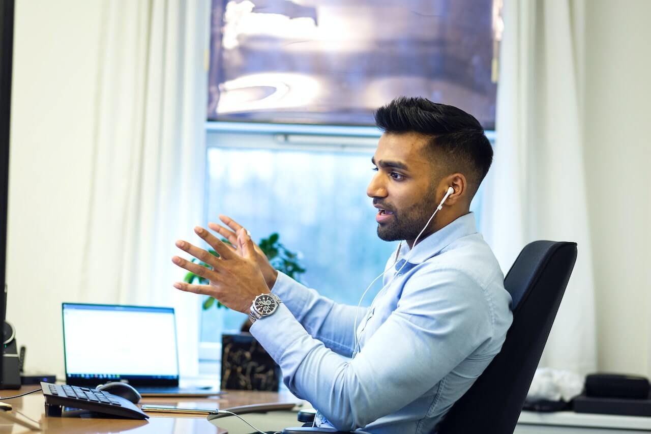 Businessman talking to someone on a call