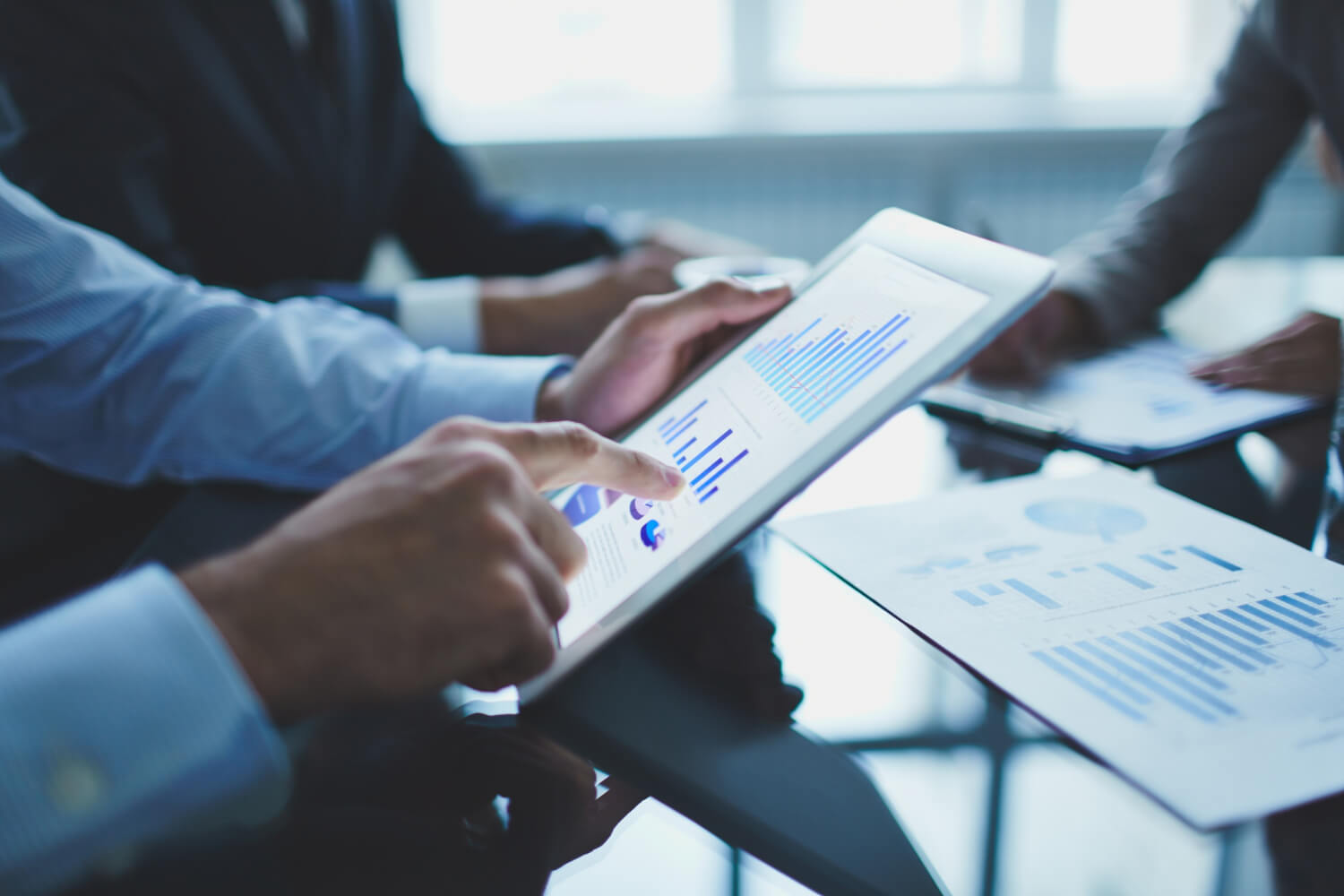 Business man holding a tablet