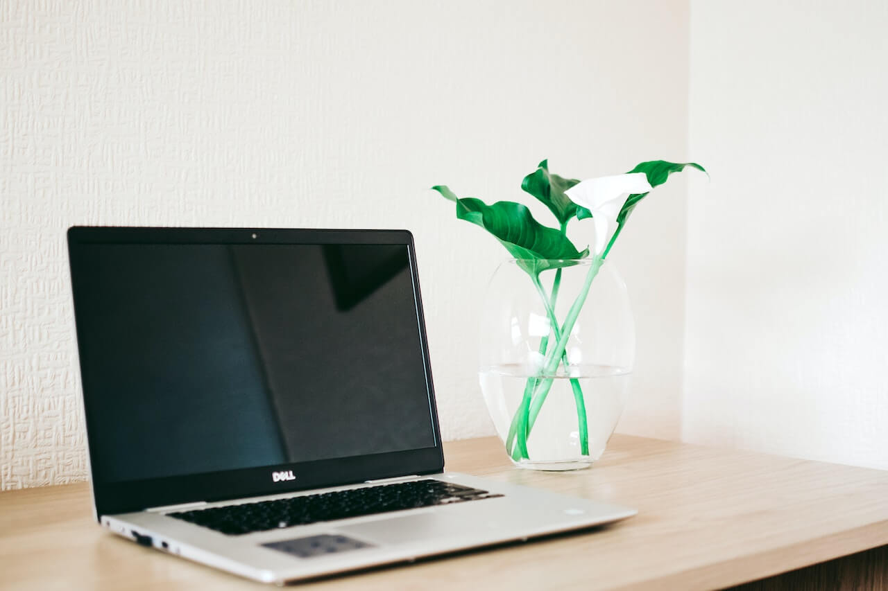 A Dell laptop on a desk