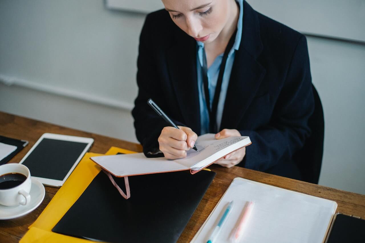 Young lady working in an office