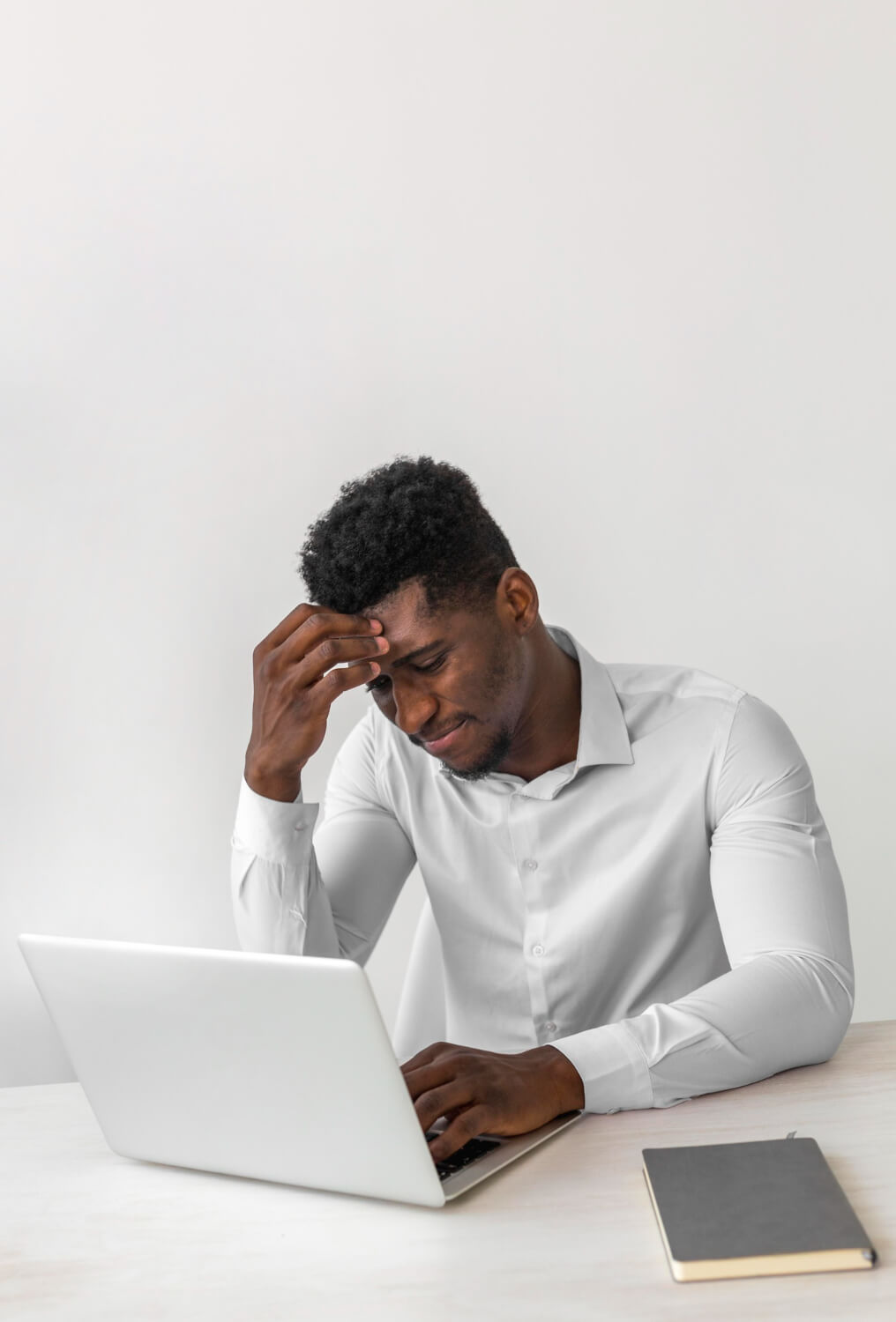 african-american-man-thinking-high-view