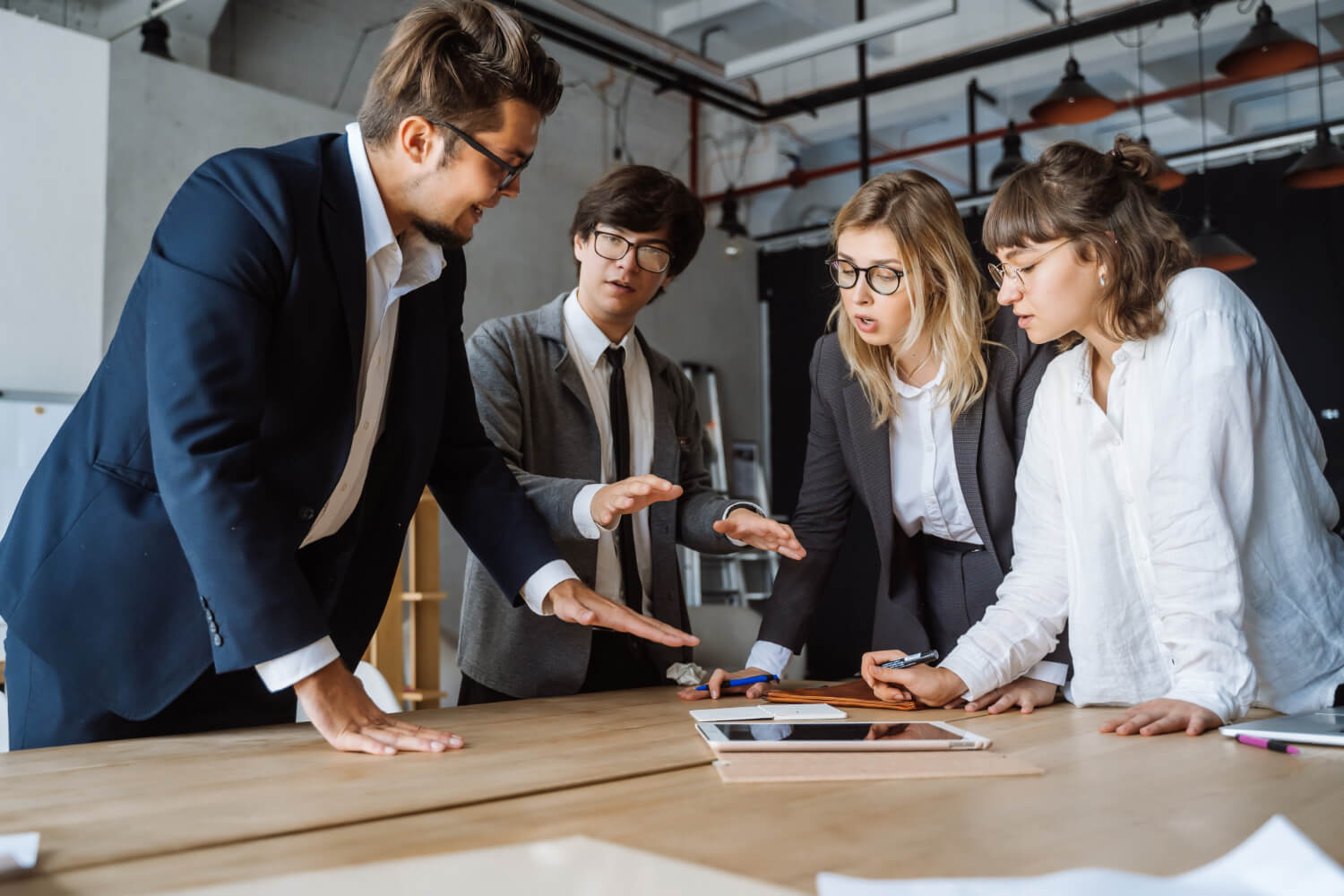 Business-people-having-discussion-solving a problem at a meeting