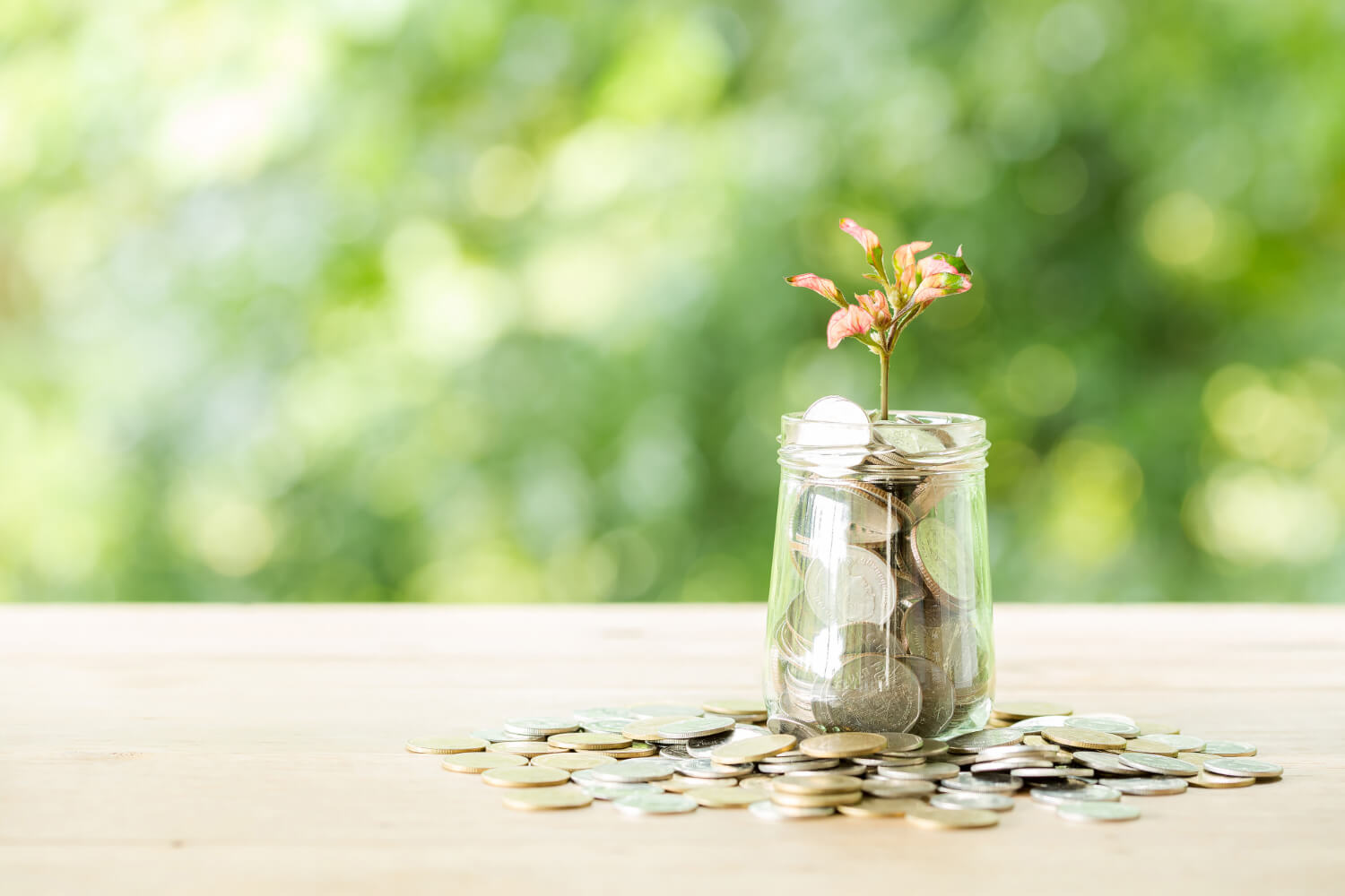 Coins on a-wooden-table