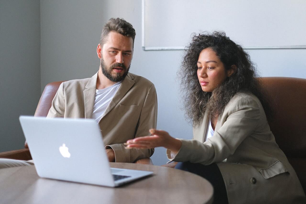 Two-professionals-talking-about-their-career