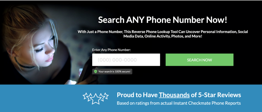 Screenshot of Instant Checkmate Reverse Phone Lookup