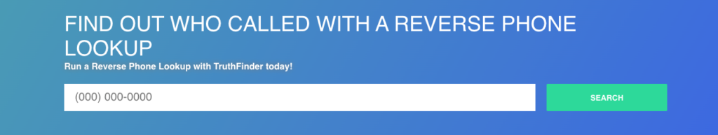 Truthfinder's reverse phone lookup page